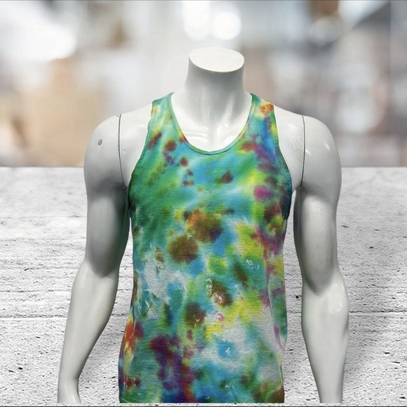 Russell Athletic Multi Color Tye Dye Rainbow Workout Tank Top Made in USA MD - Picture 1 of 9
